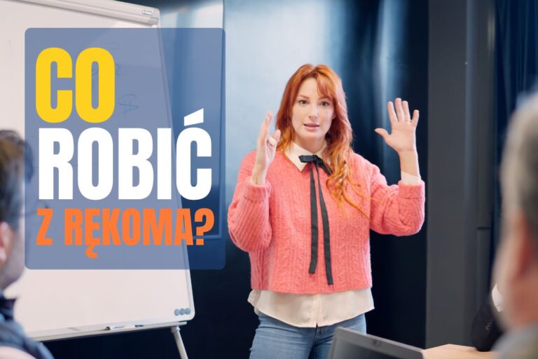 Prezenterka nie wie, co zrobić z rękoma podczas wystąpienia